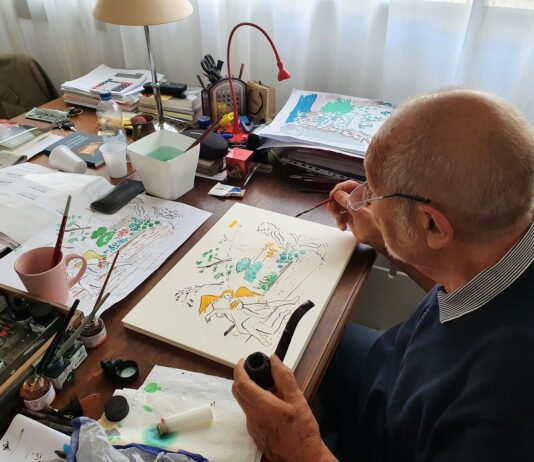 Il maestro Alessandro Nastasio è in Casentino per realizzare una cartella di cinque litografie