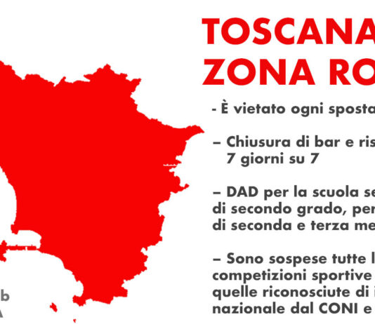 E’ ufficiale la Toscana è in zona rossa