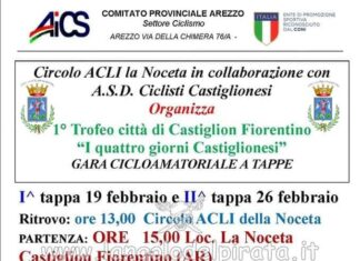 Al via “La Quattro Giorni Castiglionese 1 Memorial Sergio Botti”: primo dei quattro appuntamenti sabato 19 febbraio